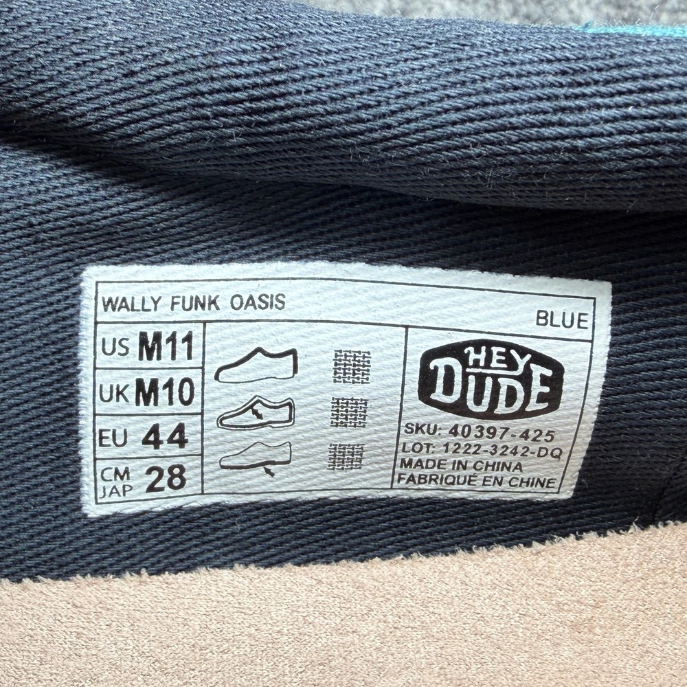 Hey Dude Wally Funk Oasis Shoes Mens 11 Blue Comfort Lightweight Slip On Sneaker - Picture 13 of 15